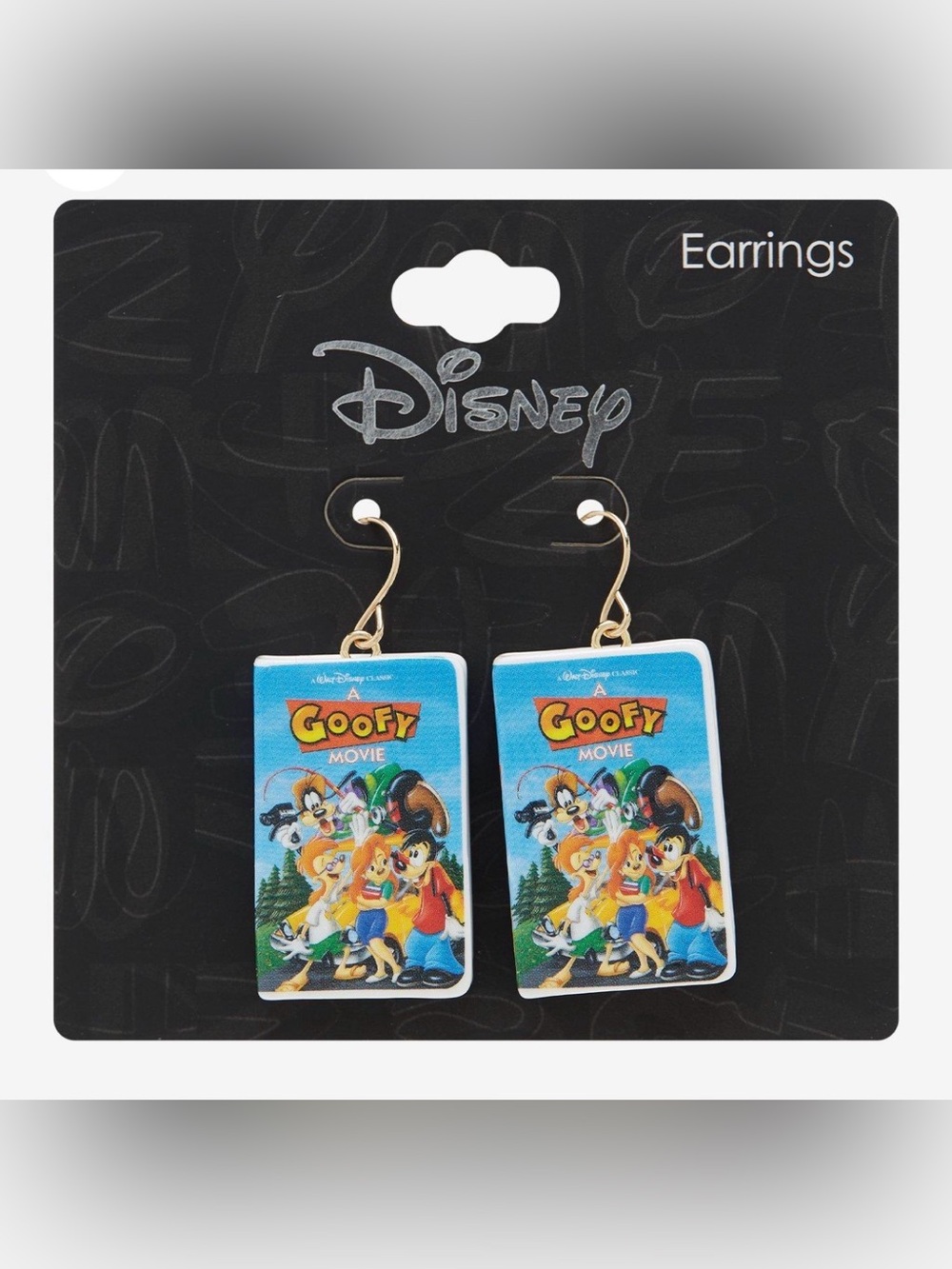 NWT Disney The Goofy Movie VHS 3-D dangle earrings